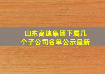 山东高速集团下属几个子公司名单公示最新