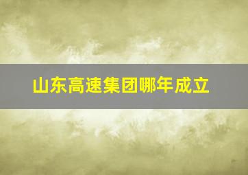 山东高速集团哪年成立