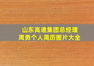 山东高速集团总经理周勇个人简历图片大全