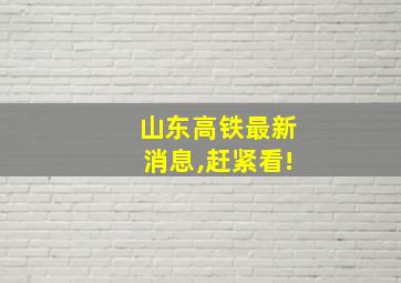 山东高铁最新消息,赶紧看!