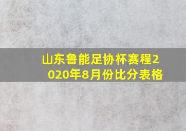 山东鲁能足协杯赛程2020年8月份比分表格