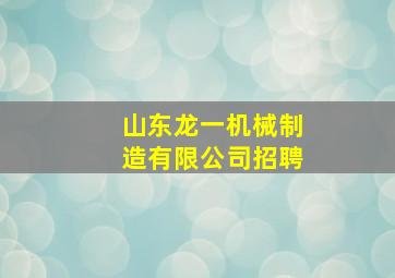 山东龙一机械制造有限公司招聘