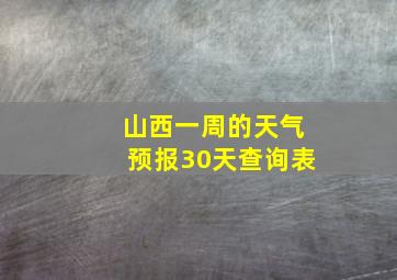 山西一周的天气预报30天查询表