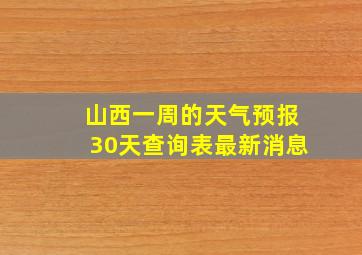 山西一周的天气预报30天查询表最新消息