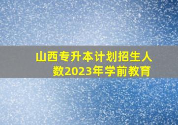 山西专升本计划招生人数2023年学前教育