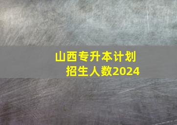 山西专升本计划招生人数2024