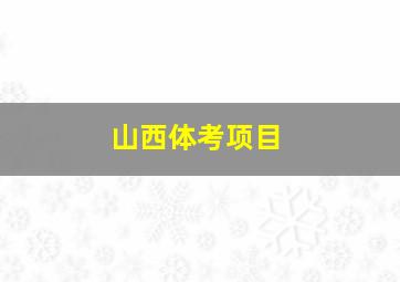 山西体考项目