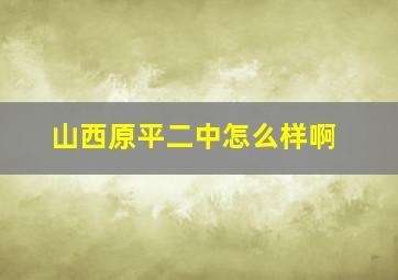 山西原平二中怎么样啊