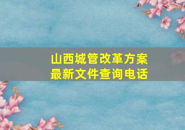 山西城管改革方案最新文件查询电话