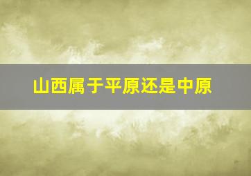 山西属于平原还是中原