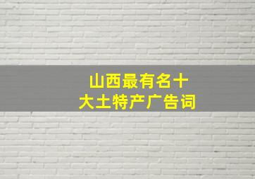 山西最有名十大土特产广告词