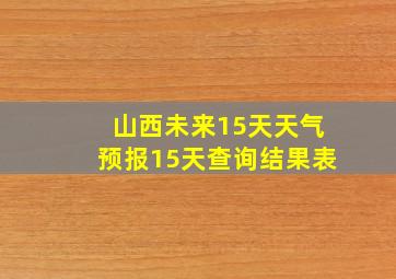 山西未来15天天气预报15天查询结果表