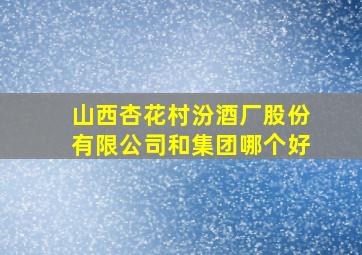 山西杏花村汾酒厂股份有限公司和集团哪个好