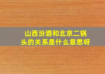 山西汾酒和北京二锅头的关系是什么意思呀