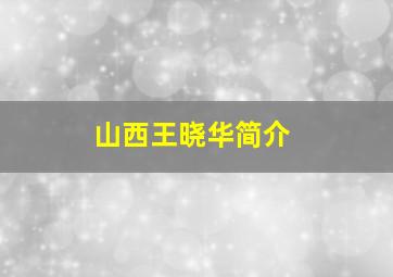 山西王晓华简介