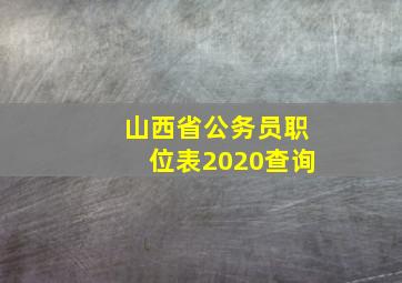 山西省公务员职位表2020查询