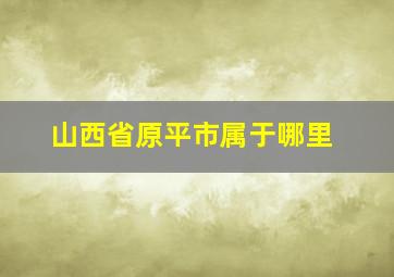 山西省原平市属于哪里