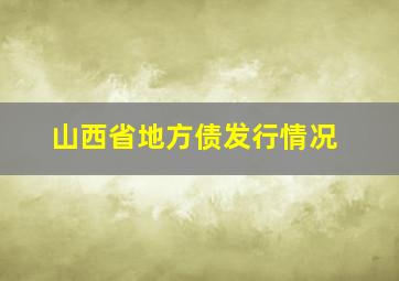 山西省地方债发行情况