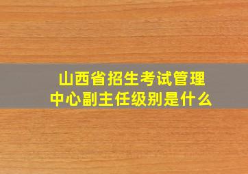 山西省招生考试管理中心副主任级别是什么