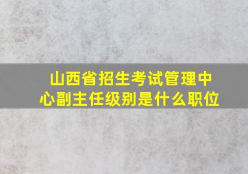 山西省招生考试管理中心副主任级别是什么职位