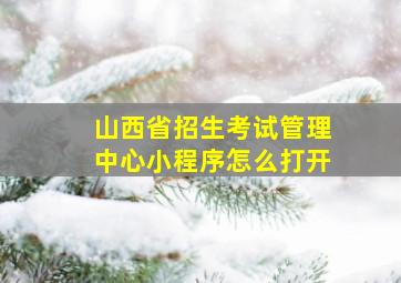 山西省招生考试管理中心小程序怎么打开