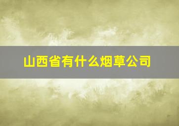 山西省有什么烟草公司