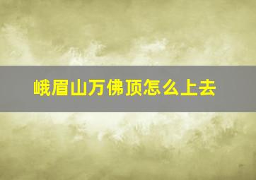 峨眉山万佛顶怎么上去