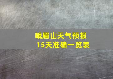 峨眉山天气预报15天准确一览表