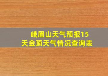 峨眉山天气预报15天金顶天气情况查询表