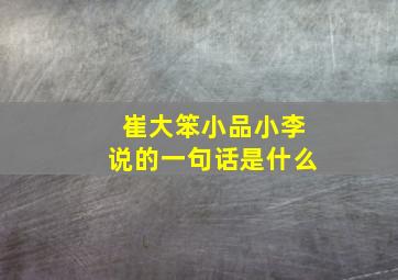 崔大笨小品小李说的一句话是什么