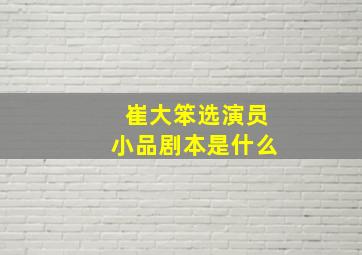 崔大笨选演员小品剧本是什么