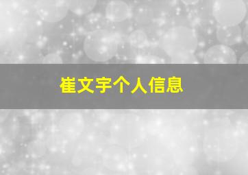 崔文宇个人信息