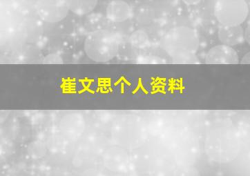 崔文思个人资料