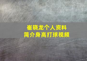 崔晓龙个人资料简介身高打球视频