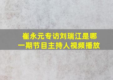 崔永元专访刘瑞江是哪一期节目主持人视频播放