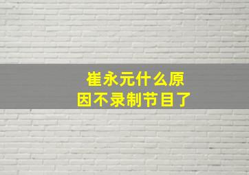 崔永元什么原因不录制节目了