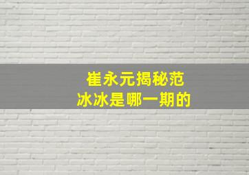 崔永元揭秘范冰冰是哪一期的