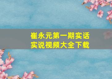 崔永元第一期实话实说视频大全下载