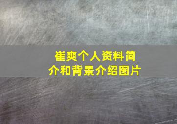 崔爽个人资料简介和背景介绍图片