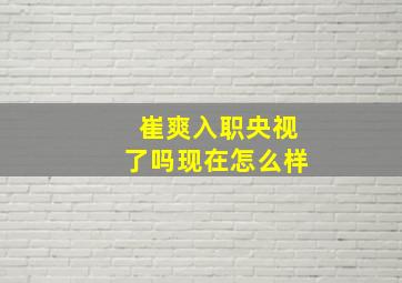 崔爽入职央视了吗现在怎么样