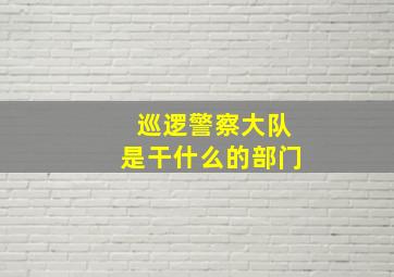 巡逻警察大队是干什么的部门