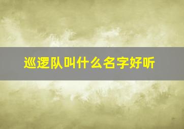 巡逻队叫什么名字好听