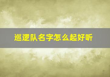 巡逻队名字怎么起好听