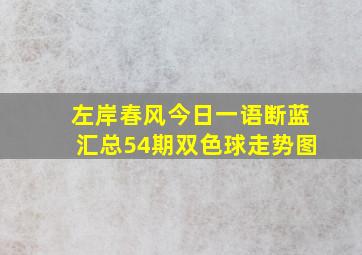 左岸春风今日一语断蓝汇总54期双色球走势图