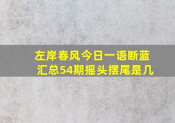 左岸春风今日一语断蓝汇总54期摇头摆尾是几