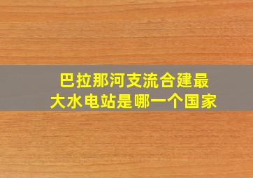 巴拉那河支流合建最大水电站是哪一个国家