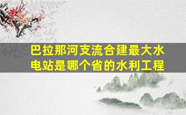 巴拉那河支流合建最大水电站是哪个省的水利工程