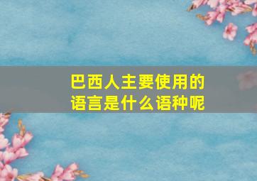 巴西人主要使用的语言是什么语种呢