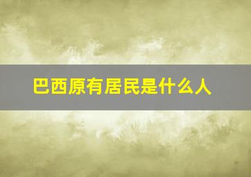 巴西原有居民是什么人