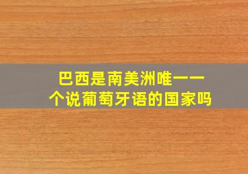 巴西是南美洲唯一一个说葡萄牙语的国家吗